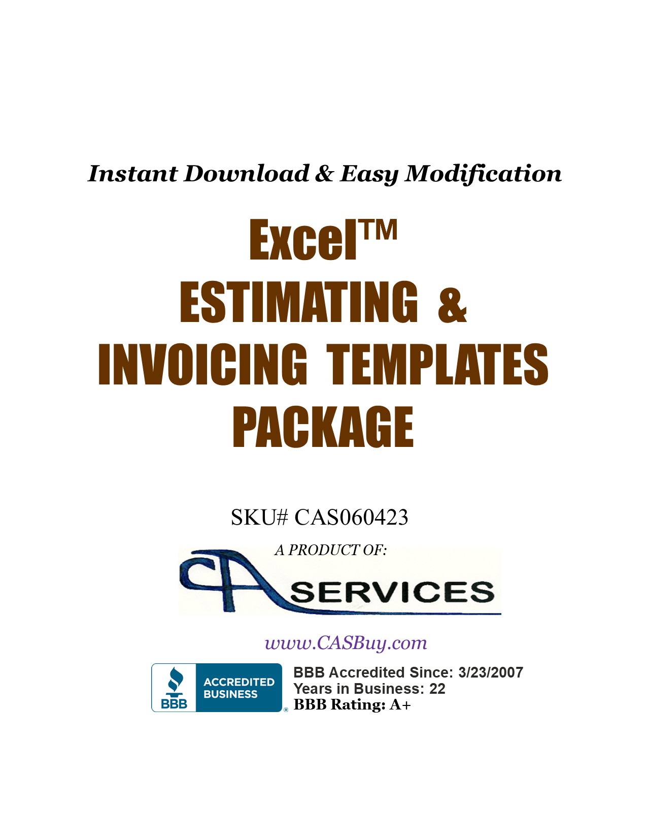 Construction Project Excel Estimating and Invoicing Template