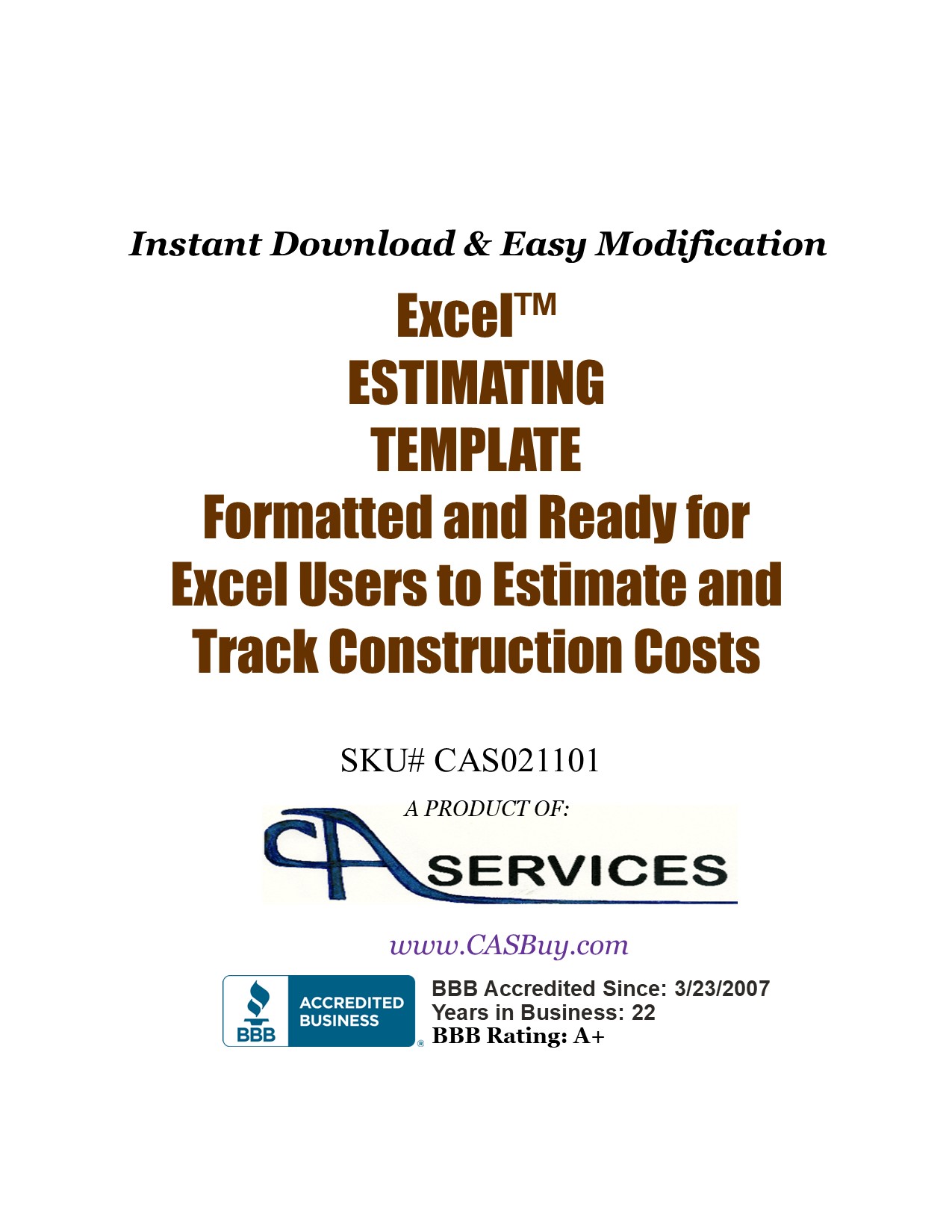 Excel based Construction Estimating Package includes Worksheets pre-loaded with common activities, equipment and materials required for construction projects categorized by the Sixteen Divisions established by AIA™ and the Construction Specification Institute.