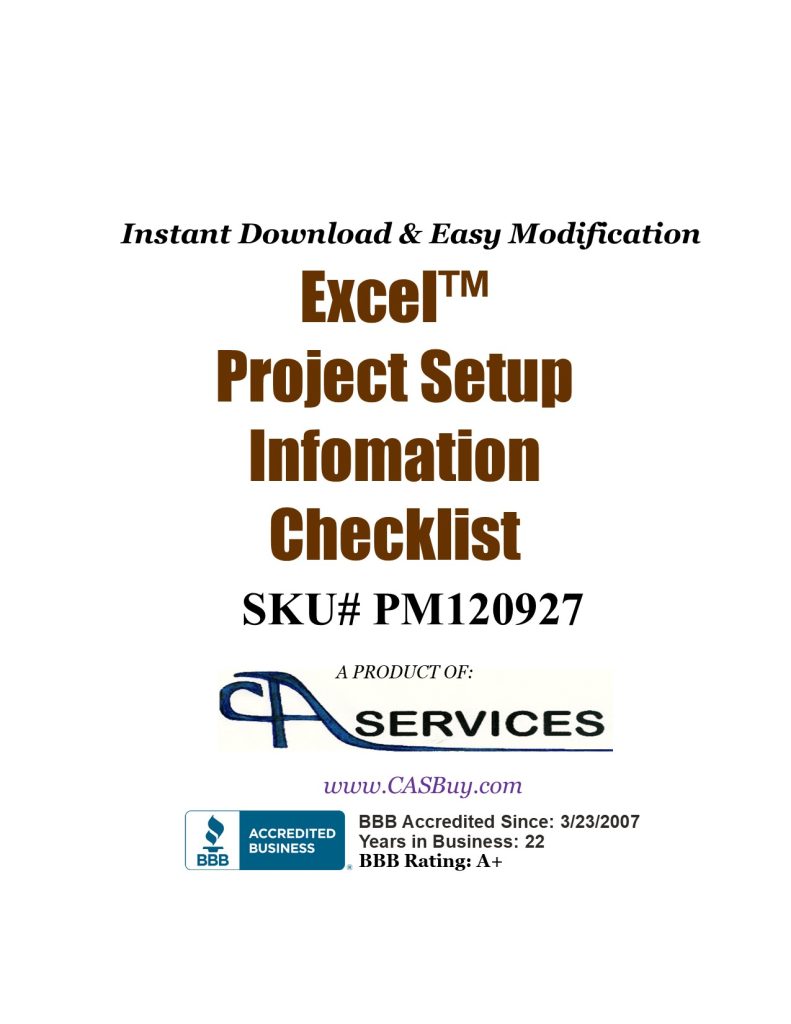 Project Setup Info Checklist - casbuy.com