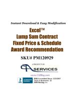 Excel Award Recommendation and Authorization template evaluating Bidder's proposal results and recommending award to specific Bidder