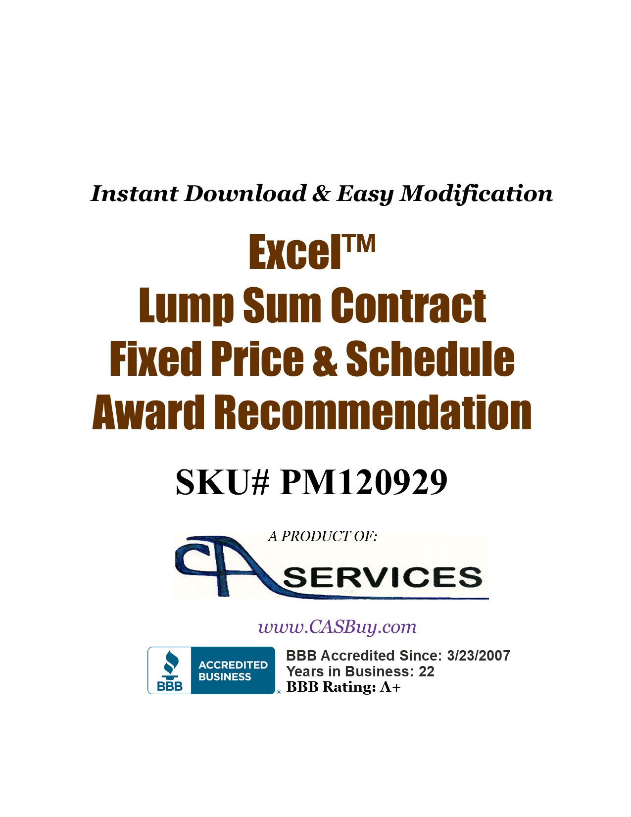 Excel Award Recommendation and Authorization template evaluating Bidder's proposal results and recommending award to specific Bidder