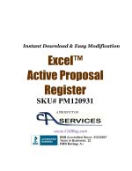 Excel based Active Proposal Register used to track development and submittal activities related to proposals being prepared for potential clients.